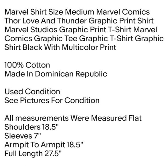 Marvel Shirt Size Medium Marvel Comics Thor Love And Thunder Graphic Print Shirt - Picture 2 of 6